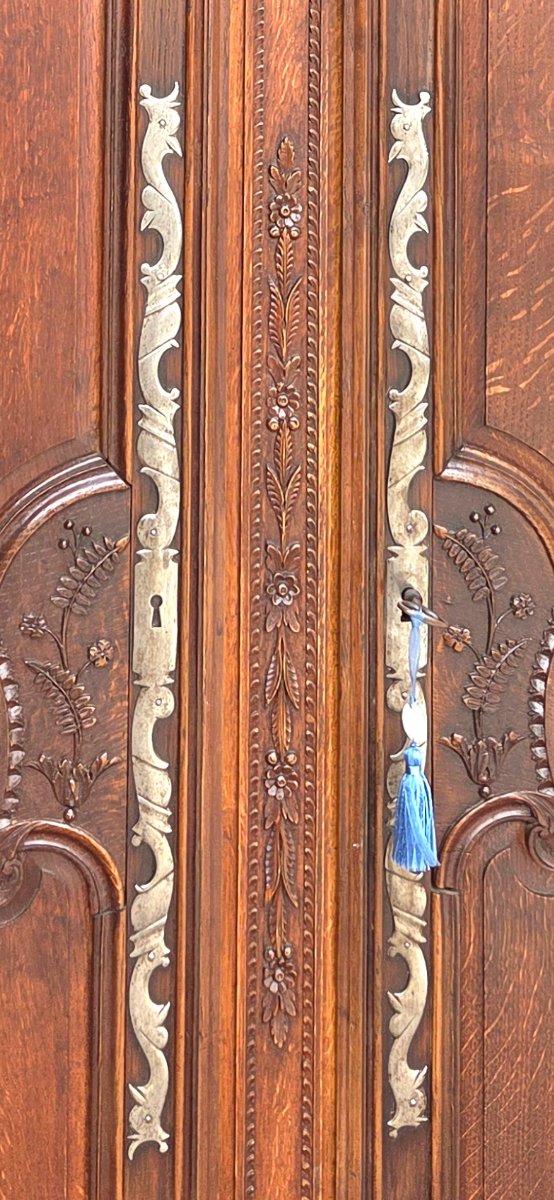 Carved Oak Wedding Cabinet, Louis XV Style. From The Pays De Caux Region. Late 18th Century-photo-3