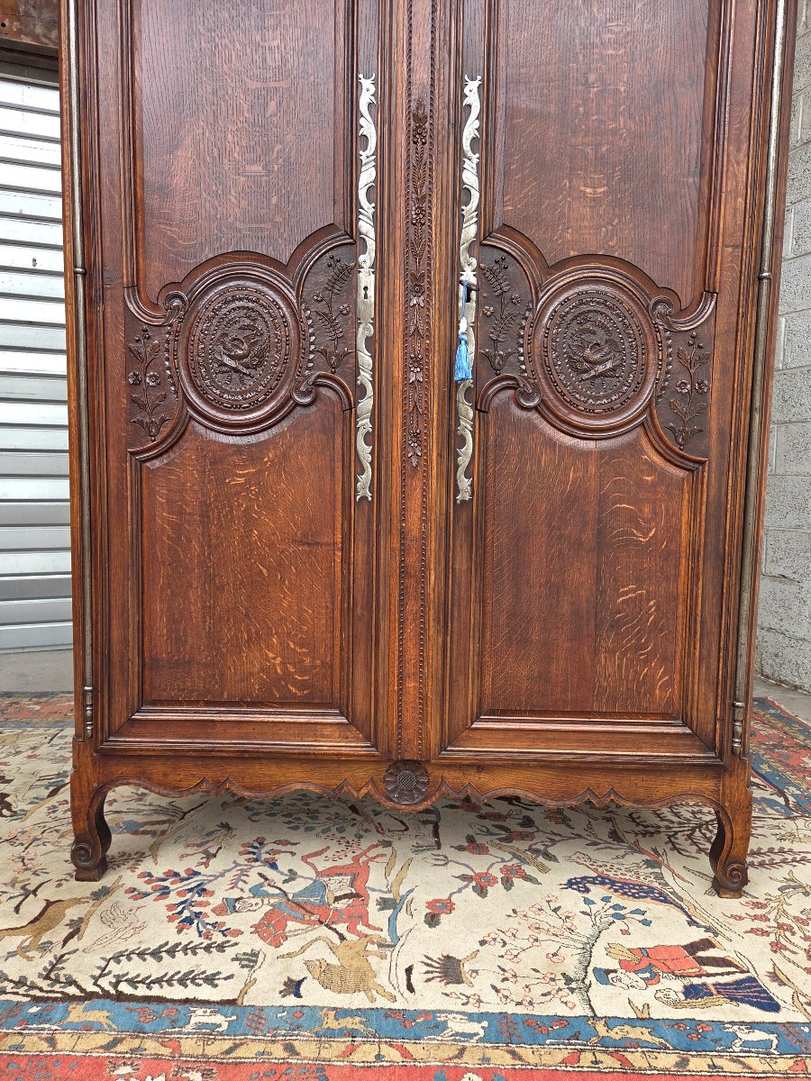 Carved Oak Wedding Cabinet, Louis XV Style. From The Pays De Caux Region. Late 18th Century-photo-2