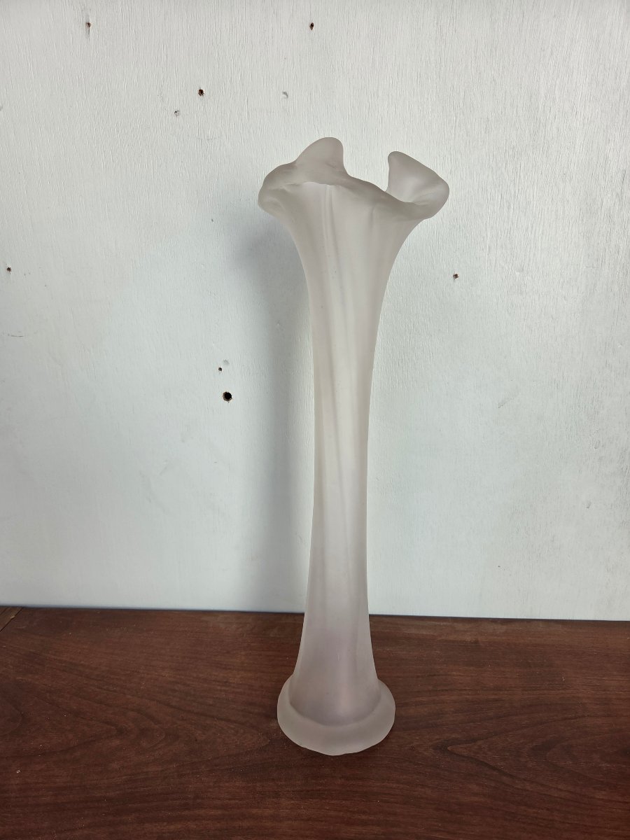 Vase soliflore Art Nouveau en verre satiné – vers 1900-photo-3