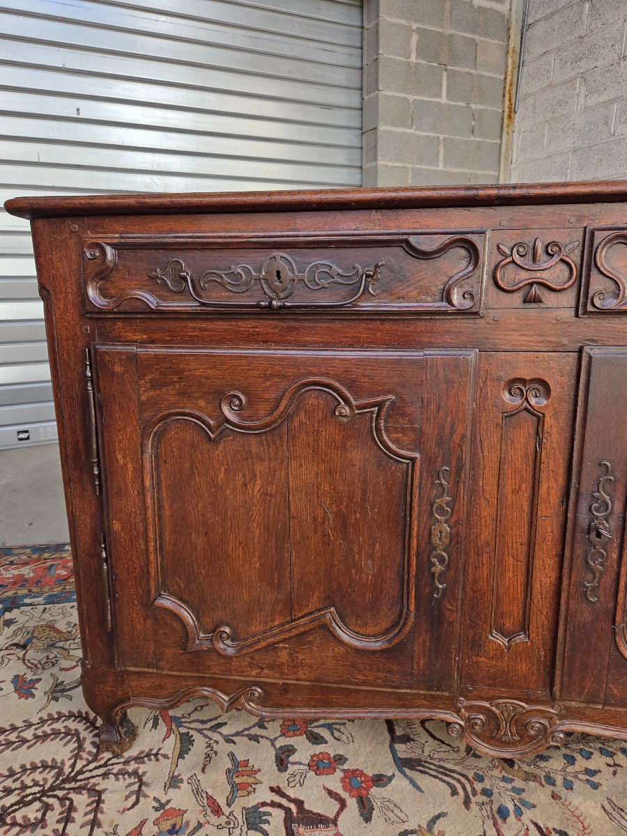 Buffet bas, en chêne mouluré, sculpté, Louis XV, Nord de la France d'époque XVIIIᵉ siècle-photo-6