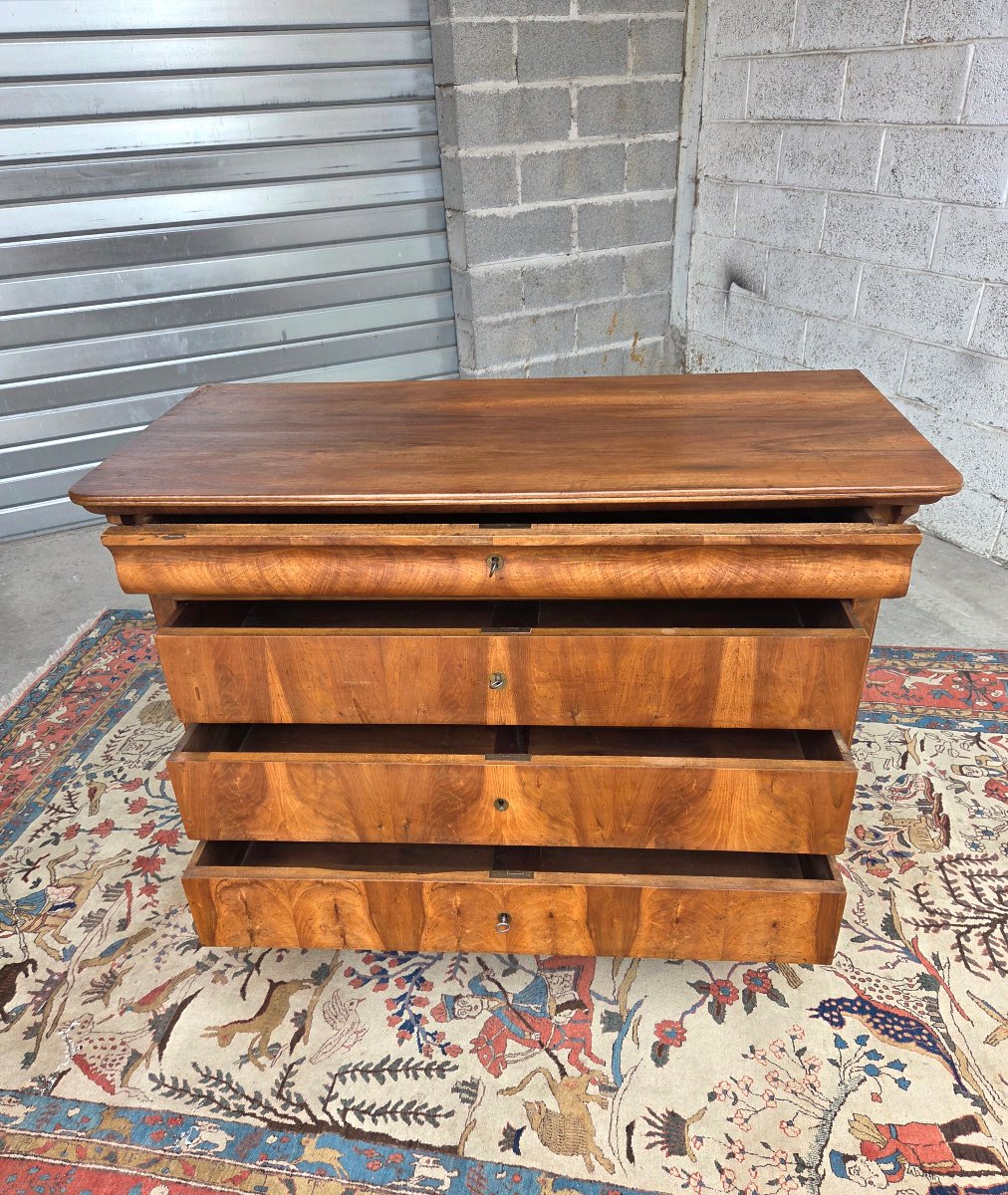 Commode Louis-Philippe en noyer et placage de noyer. Depoque XIXᵉ siècle-photo-2