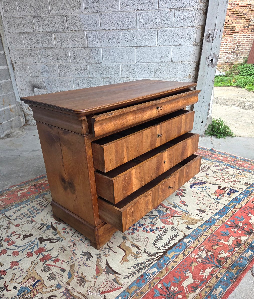 Commode Louis-Philippe en noyer et placage de noyer. Depoque XIXᵉ siècle-photo-4
