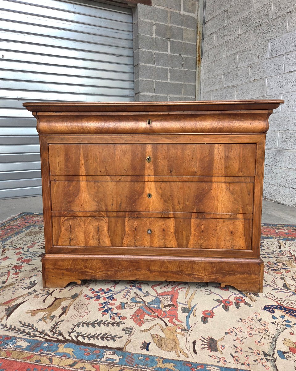 Commode Louis-Philippe en noyer et placage de noyer. Depoque XIXᵉ siècle-photo-1