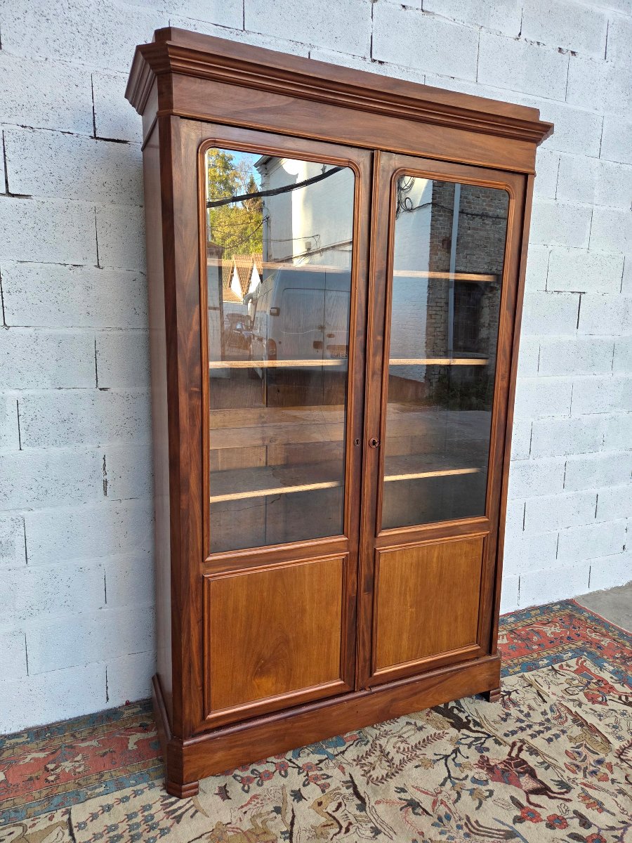 Glass-fronted Mahogany Bookcase. Restored, 19th-century (circa 1830)-photo-4