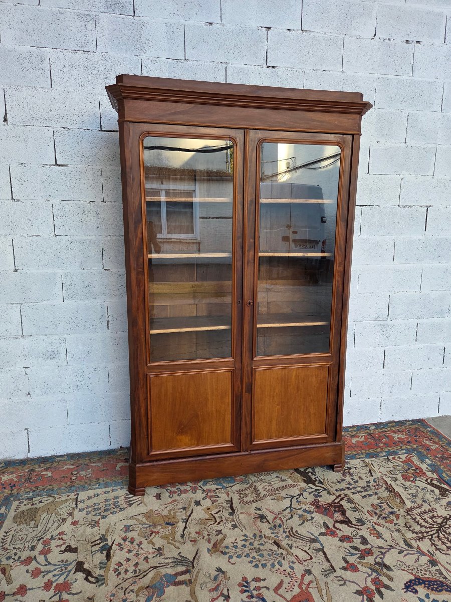 Glass-fronted Mahogany Bookcase. Restored, 19th-century (circa 1830)-photo-2