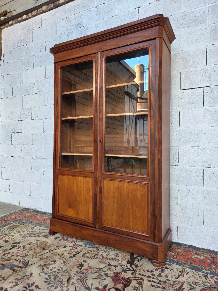 Glass-fronted Mahogany Bookcase. Restored, 19th-century (circa 1830)-photo-3