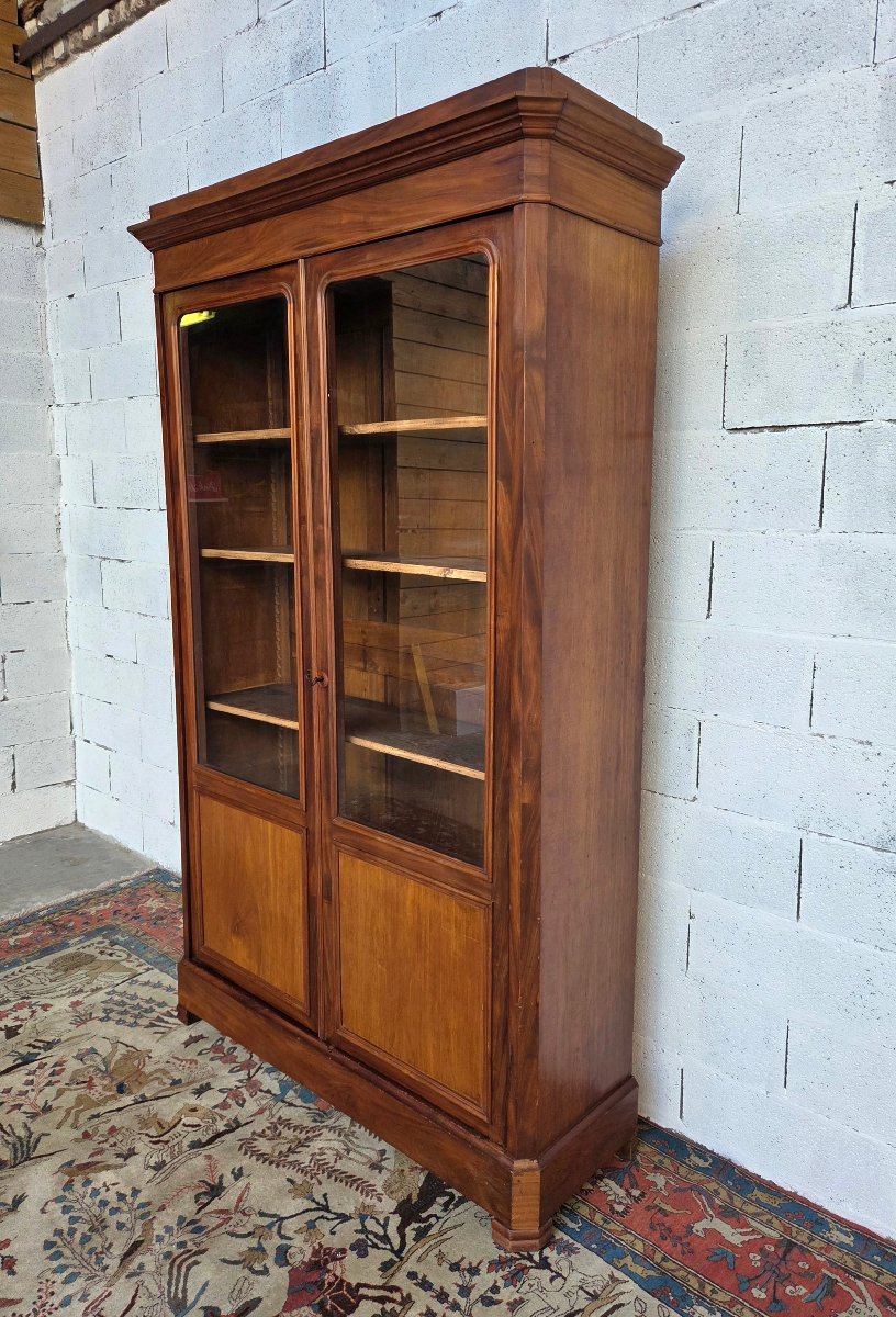 Glass-fronted Mahogany Bookcase. Restored, 19th-century (circa 1830)-photo-4