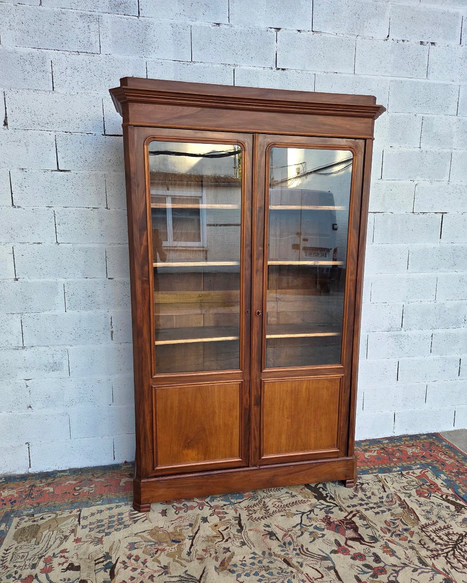 Glass-fronted Mahogany Bookcase. Restored, 19th-century (circa 1830)-photo-5