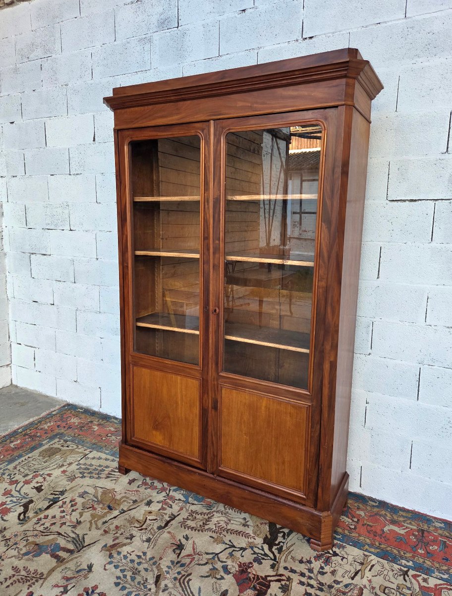 Glass-fronted Mahogany Bookcase. Restored, 19th-century (circa 1830)-photo-6