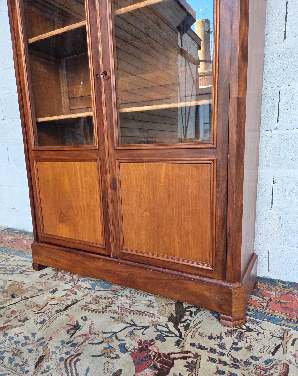 Glass-fronted Mahogany Bookcase. Restored, 19th-century (circa 1830)-photo-7