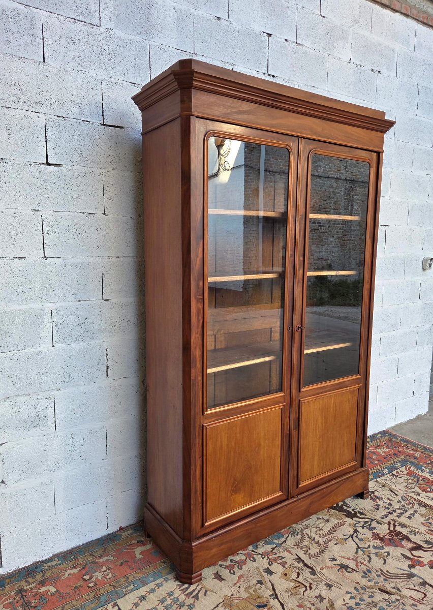 Glass-fronted Mahogany Bookcase. Restored, 19th-century (circa 1830)-photo-8