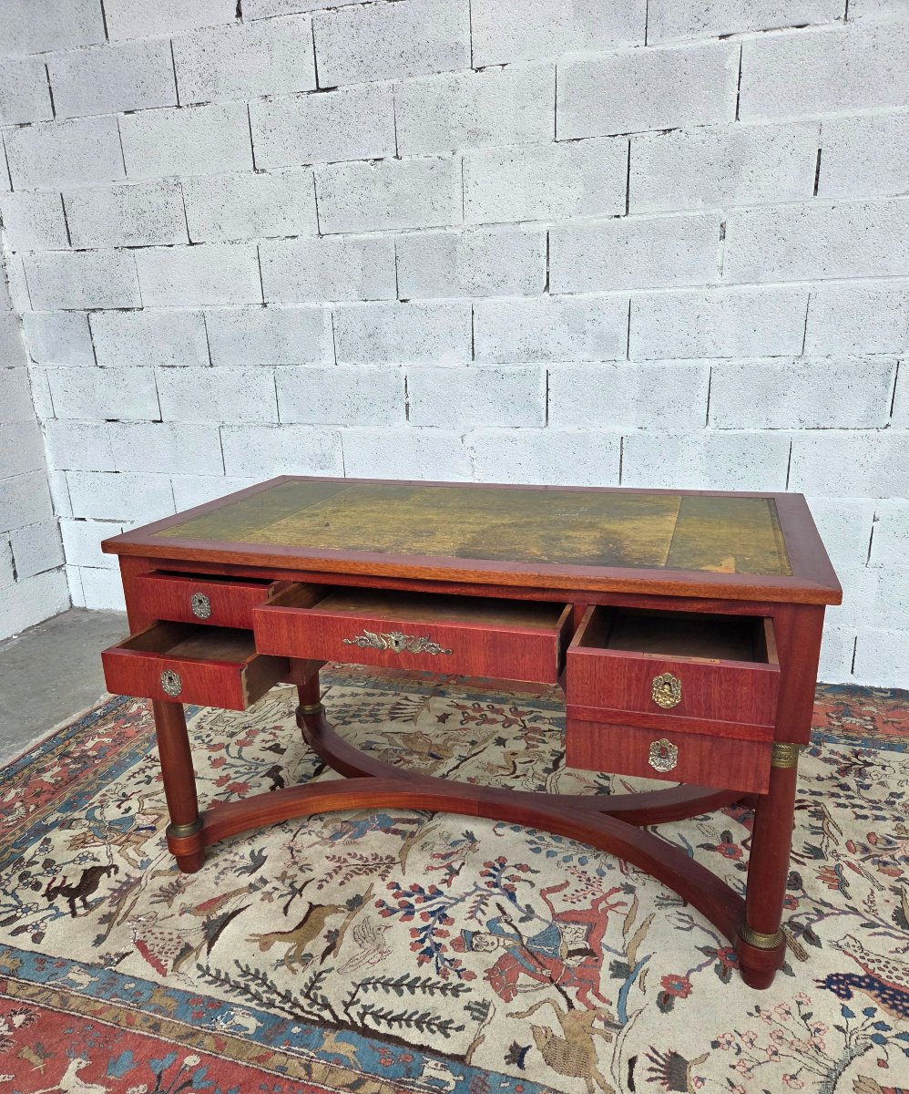 Bureau de milieu,  double face en acajou.  Empire, d'époque début XXe-photo-3