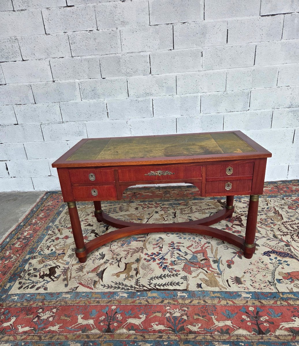 Bureau de milieu,  double face en acajou.  Empire, d'époque début XXe-photo-3
