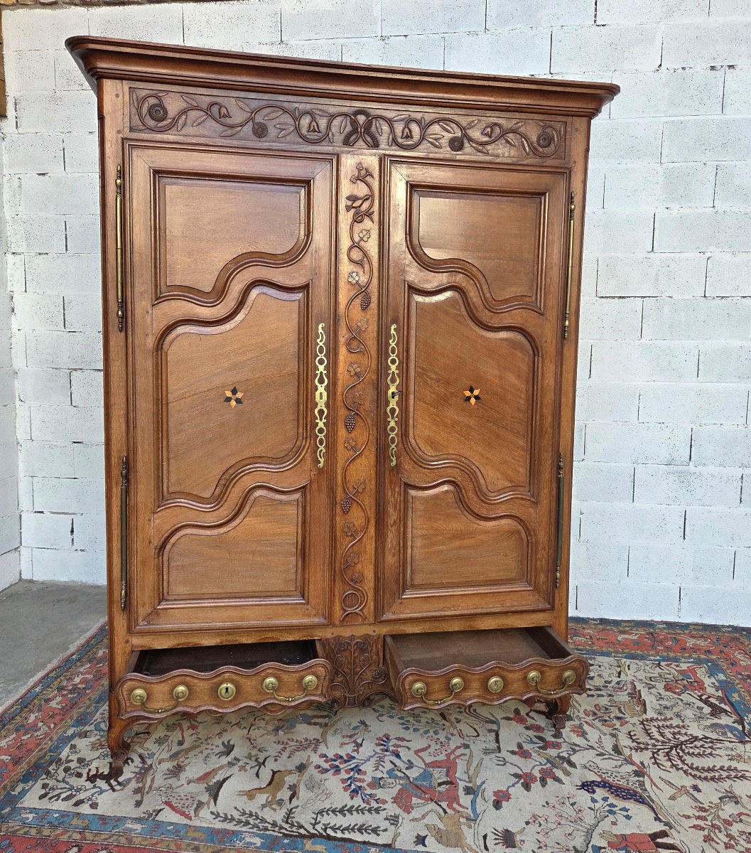 Lorraine-style Oak Cabinet, Carved And Molded. Louis XV Style, 19th Century-photo-3