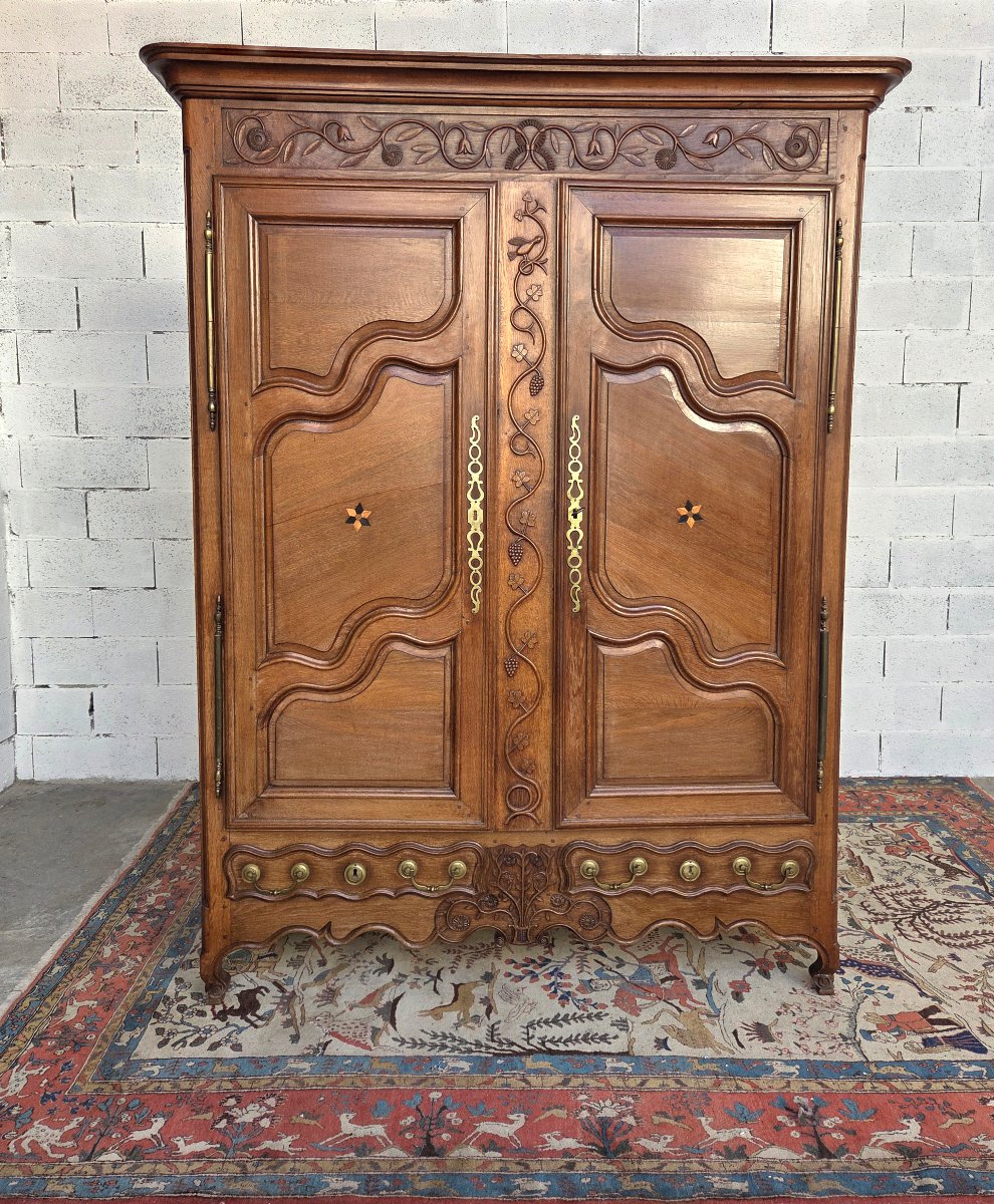 Lorraine-style Oak Cabinet, Carved And Molded. Louis XV Style, 19th Century