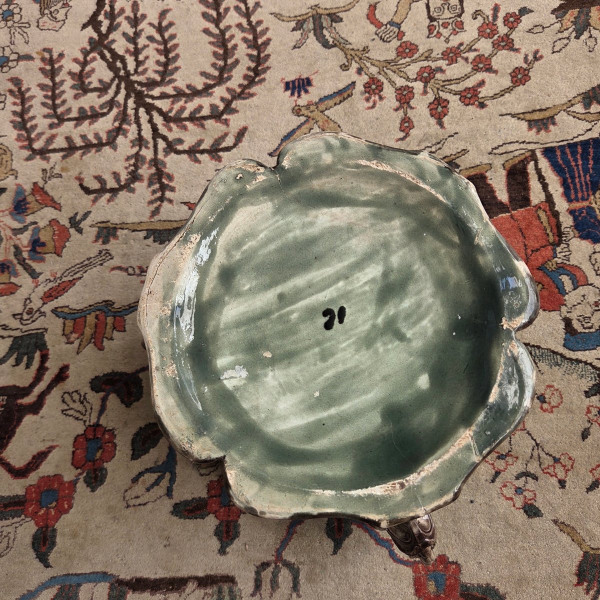Polychrome Earthenware Planter With A Mascaron. 19th-century-photo-5