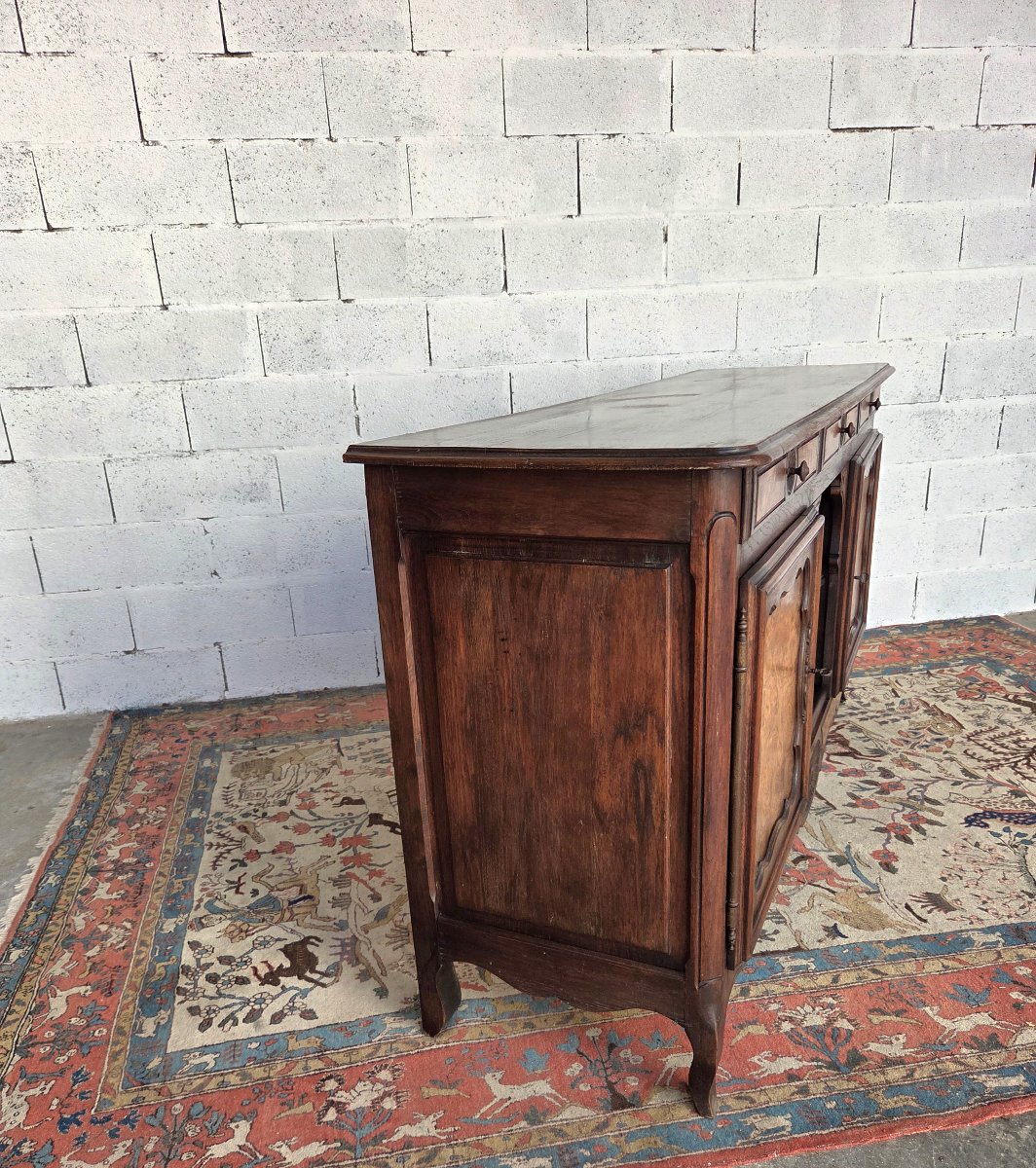 Buffet bas en chêne et Loupe d’Orme. Style Louis XV, d'époque fin XIXe Siècle-photo-1