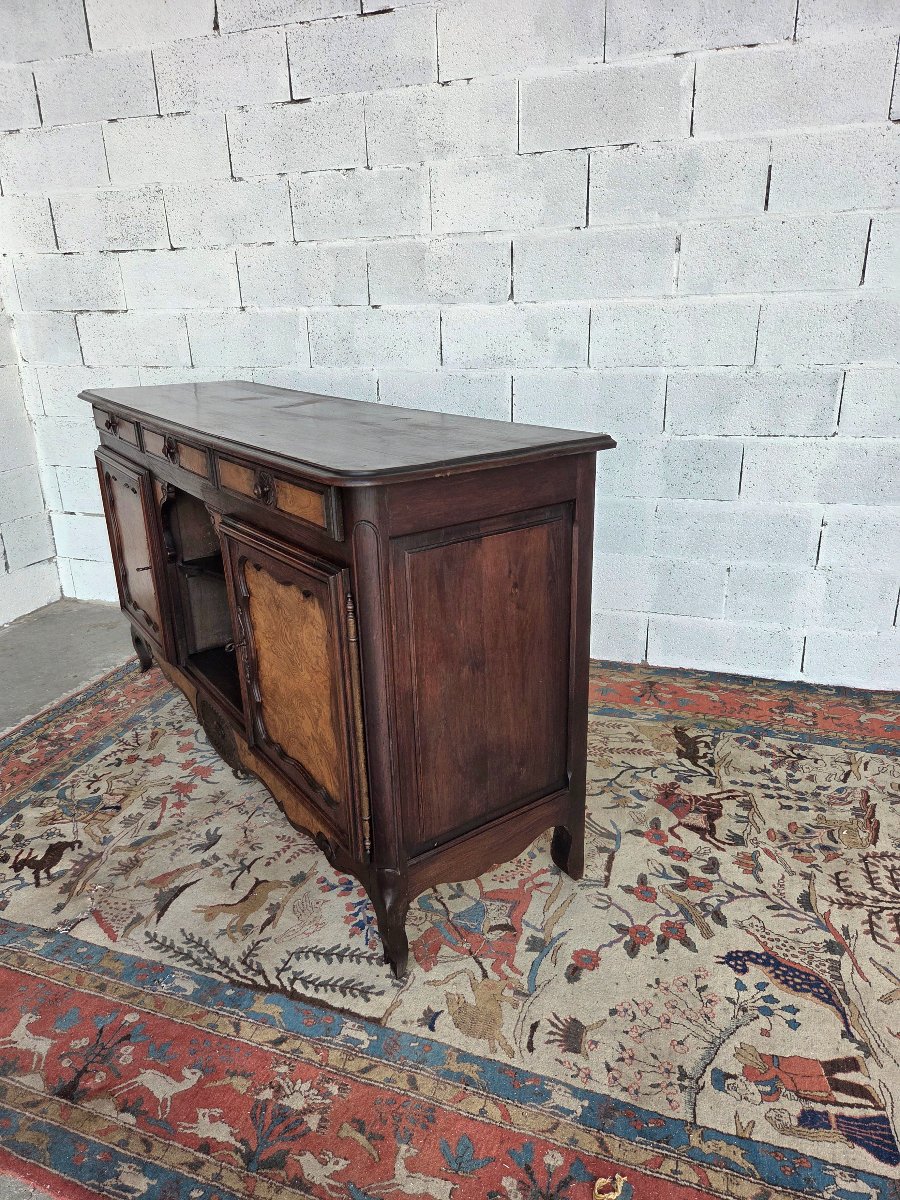 Buffet bas en chêne et Loupe d’Orme. Style Louis XV, d'époque fin XIXe Siècle-photo-4