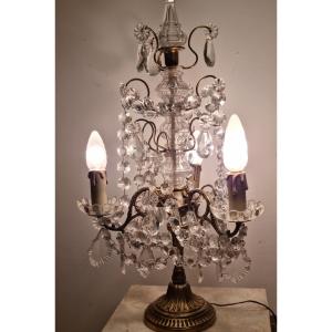 Bronze And Crystal Girandole, Louis XV Style, 19th Century. 