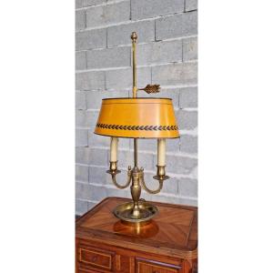 Lampe bouillotte en bronze et tôle laquée jaune, Louis XVI , d'époque XXème siècle