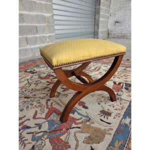 Curved Mahogany Stool, Empire Period, 20th Century