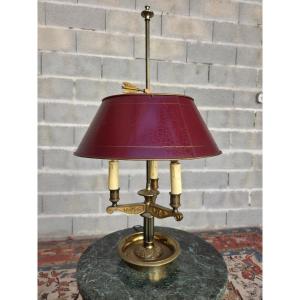 Three-burner Hot-water Bottle Lamp In Gilt Brass And Bronze, 20th Century Empire Style.