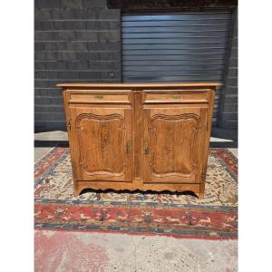 Two-door Sideboard In Light Oak, Molded, Louis XV Style, 18th Century