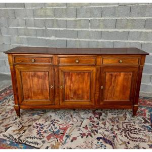 Light Mahogany Sideboard, Three Drawers, Three Doors, Directoire Style, 19th-century