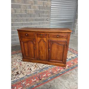 Buffet bas Louis XV en merisier massif, d'époque XVIIIème