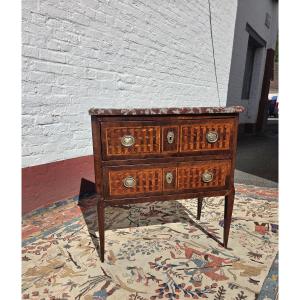 Jumping Chest Of Drawers, With Marquetry. Louis XVI Style, 18th Century.