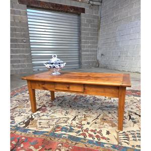 Solid Cherry Wood Coffee Table, Directoire Style, 19th Century.
