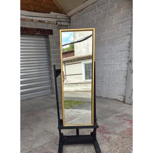 Louis XVI Mirror In Wood Gilded With Fine Gold, With A Mercury-coated Mirror Surface, Dating From The 19th Century
