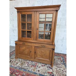 Two-piece Glass-fronted Oak Sideboard. Empire Style, Early 19th Century