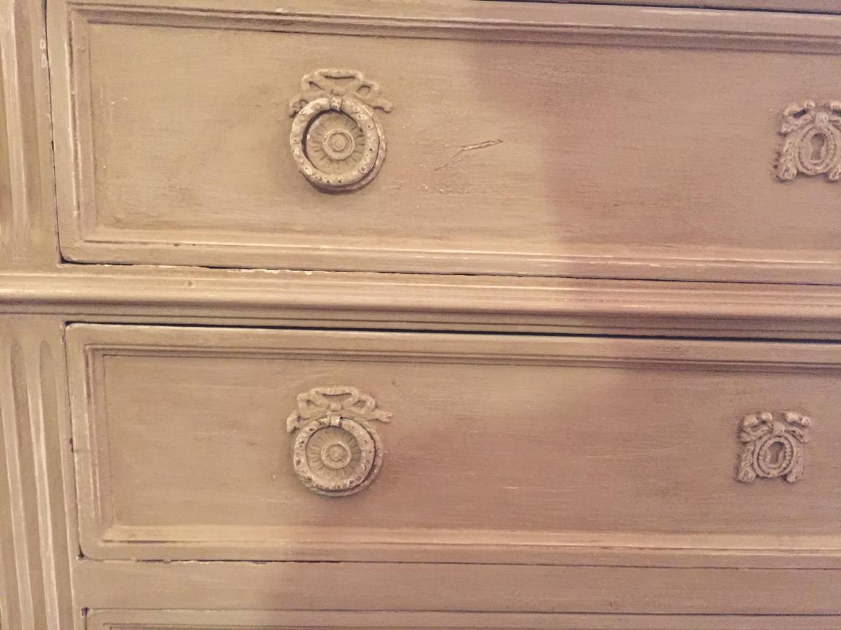 Commode De Style Louis XVI, Peinte.-photo-3