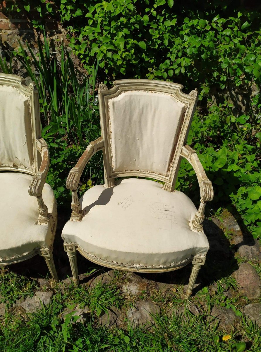 Paire De Fauteuils De Style Louis XVI-photo-3