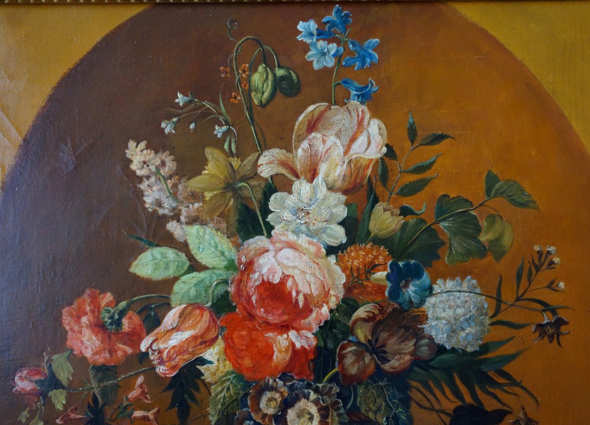 19th Century French School : Flowers In A Panier Circa 1800 - 69cm X 63cm-photo-4