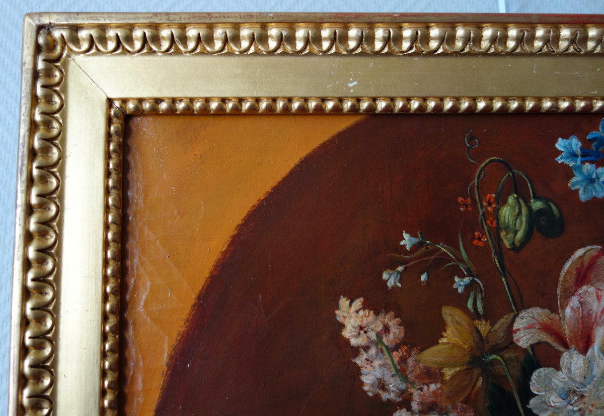 19th Century French School : Flowers In A Panier Circa 1800 - 69cm X 63cm-photo-2