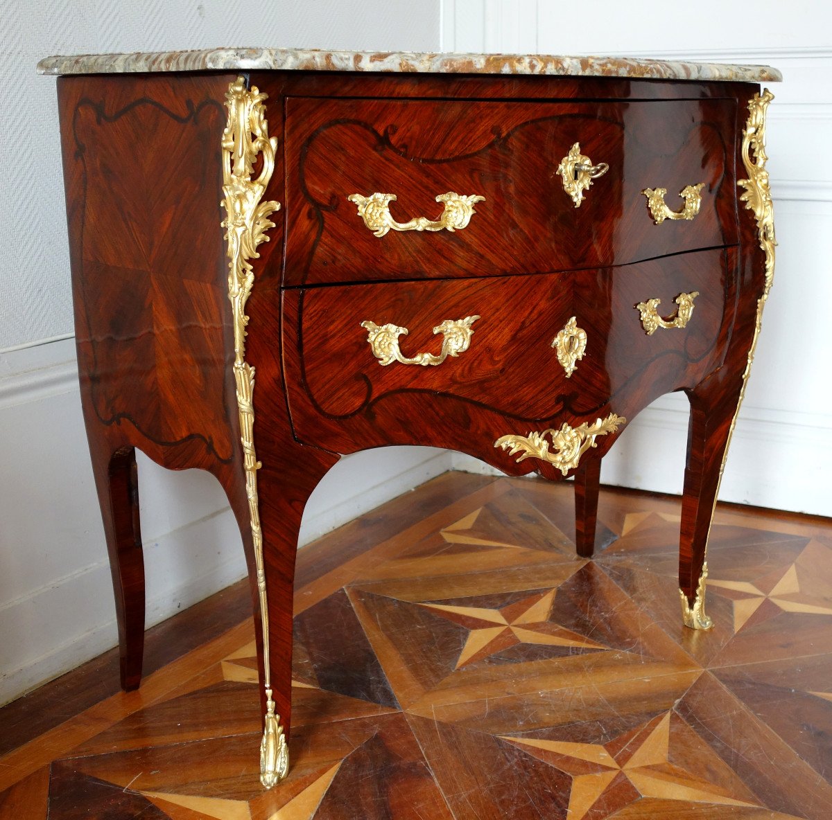 Sauteuse Commode In Violette Wood, Louis XV Period - 18th Century-photo-2
