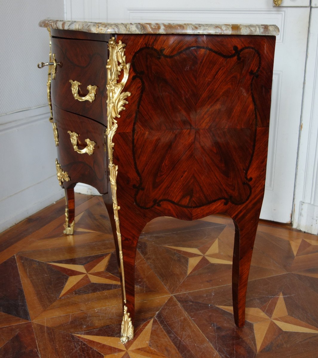 Sauteuse Commode In Violette Wood, Louis XV Period - 18th Century-photo-3