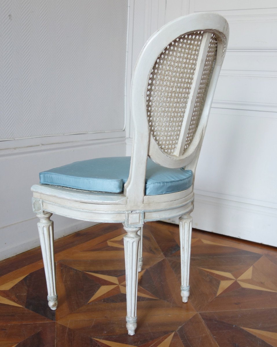 Series Of 6 Caned Dining Room Chairs, Louis XVI Period-photo-1