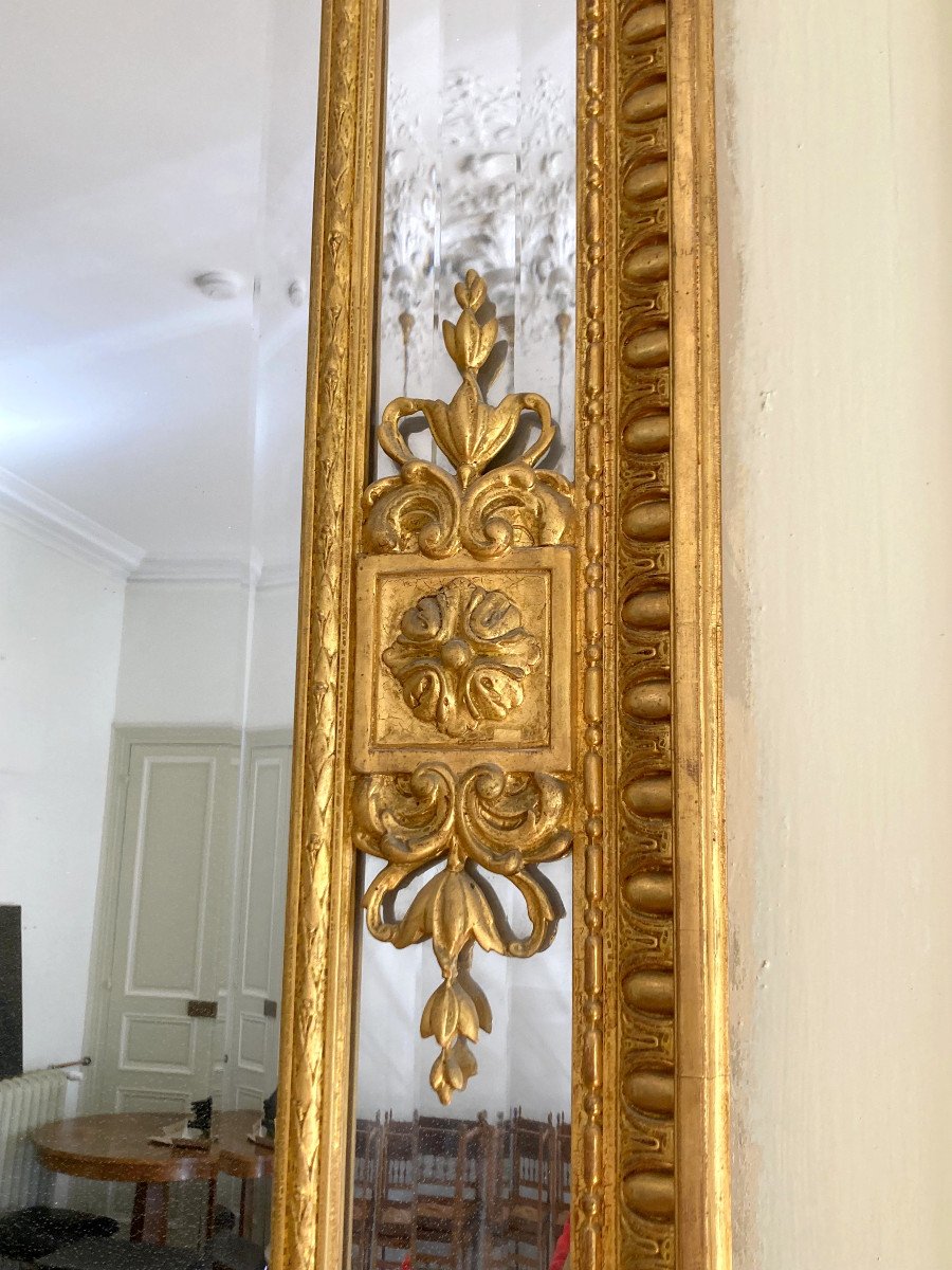 Grand Miroir De Cheminée Bois Doré Style Louis XVI, Glace Mercure à Parecloses - 216cm X 142cm-photo-5