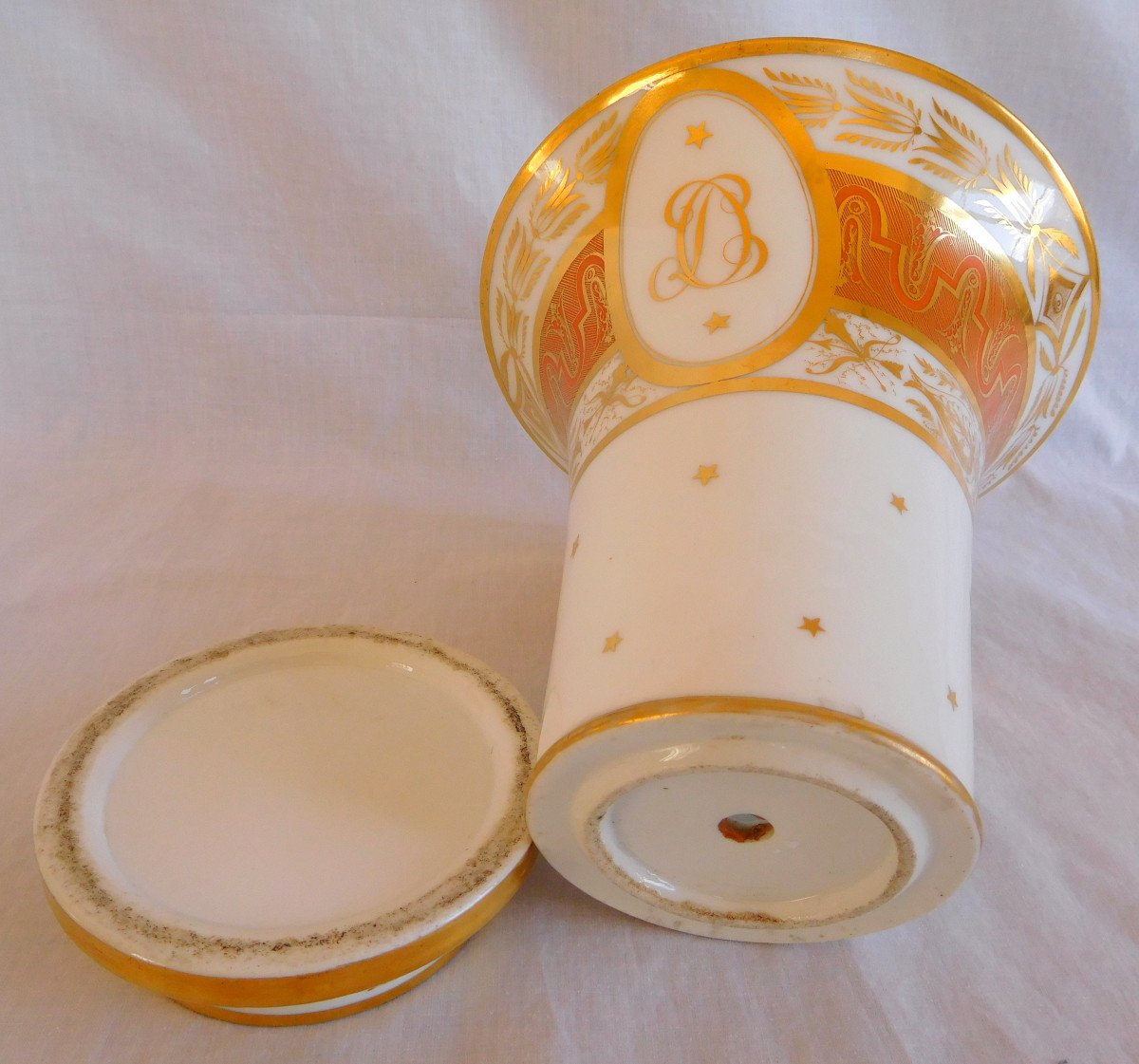 Cache-pot En Porcelaine De Paris Décor Richement Doré à l'Or Fin, époque Empire-photo-4