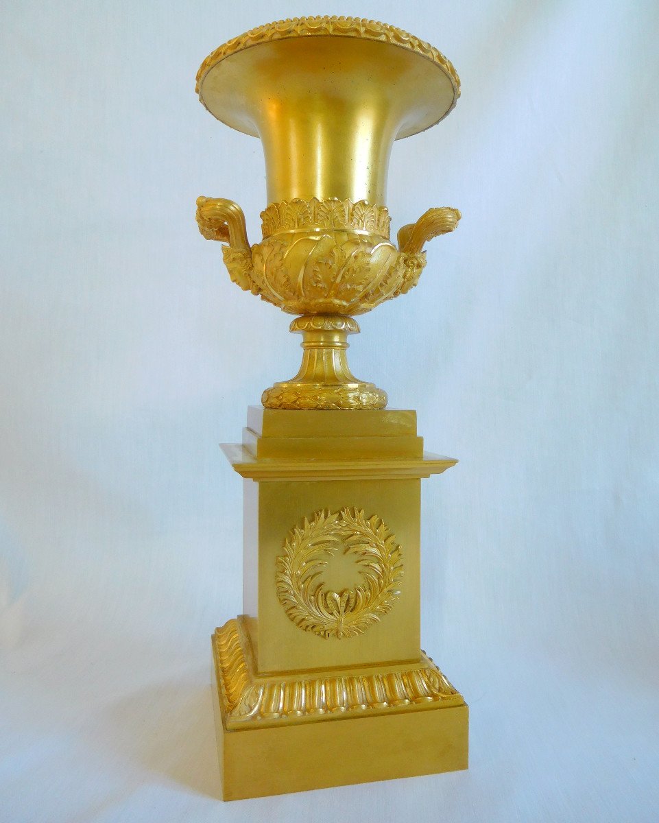 Paire De Grds Vases d'Ornement En Bronze Ciselés Et Dorés Au Mercure Attribués à Thomire 40,5cm-photo-1