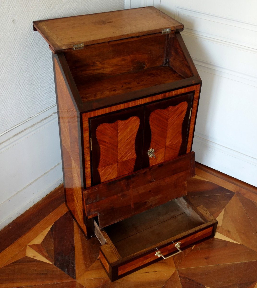 Louis XV Oratory Or Prie Dieu Furniture In Rosewood And Amaranth Marquetry-photo-4