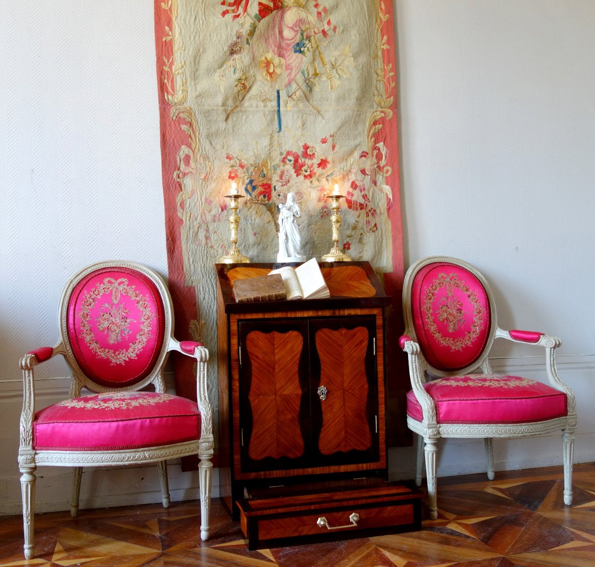 Louis XV Oratory Or Prie Dieu Furniture In Rosewood And Amaranth Marquetry-photo-4