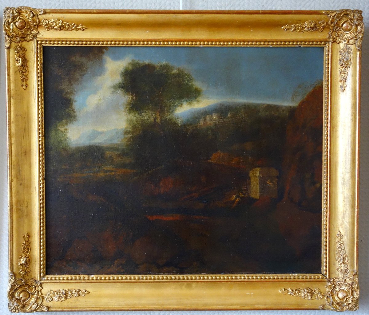 Ecole Flamande De La Fin 17e Ou Début 18e Siècle, Paysage De La Campagne Romaine Hst 87x74cm