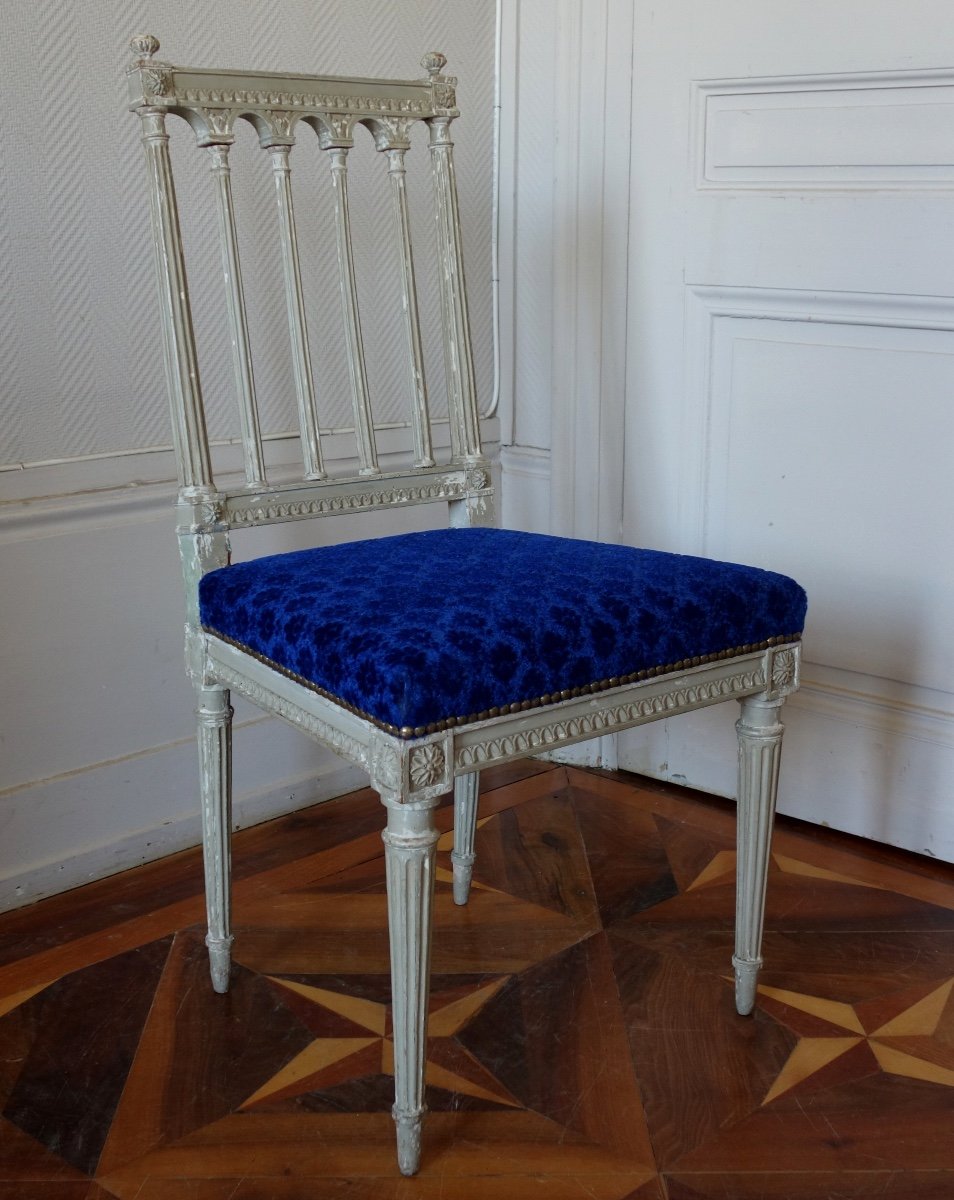 Série De 6 Chaises De Salle à Manger d'époque Louis XVI, Modèle à Colonettes d'Après Jacob-photo-3