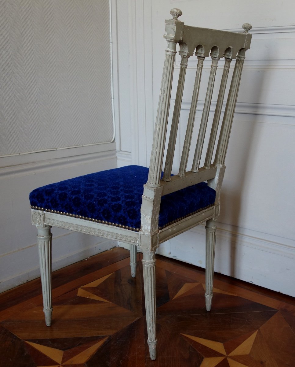 Série De 6 Chaises De Salle à Manger d'époque Louis XVI, Modèle à Colonettes d'Après Jacob-photo-1