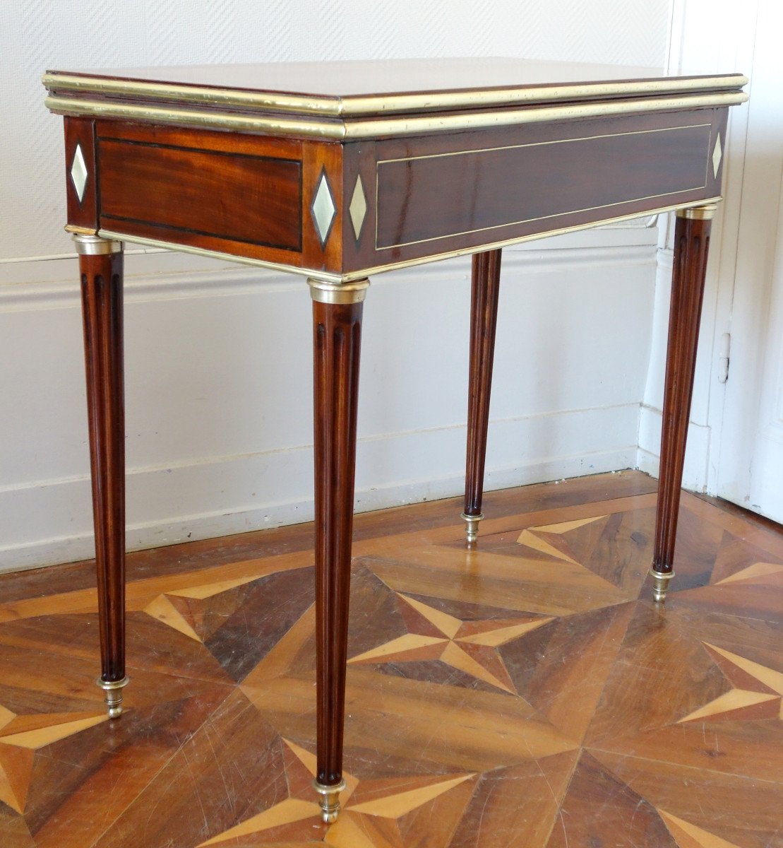 Louis XVI Directoire Game Table In Mahogany, Ebony And Brass, Late Eighteenth Century Period-photo-4