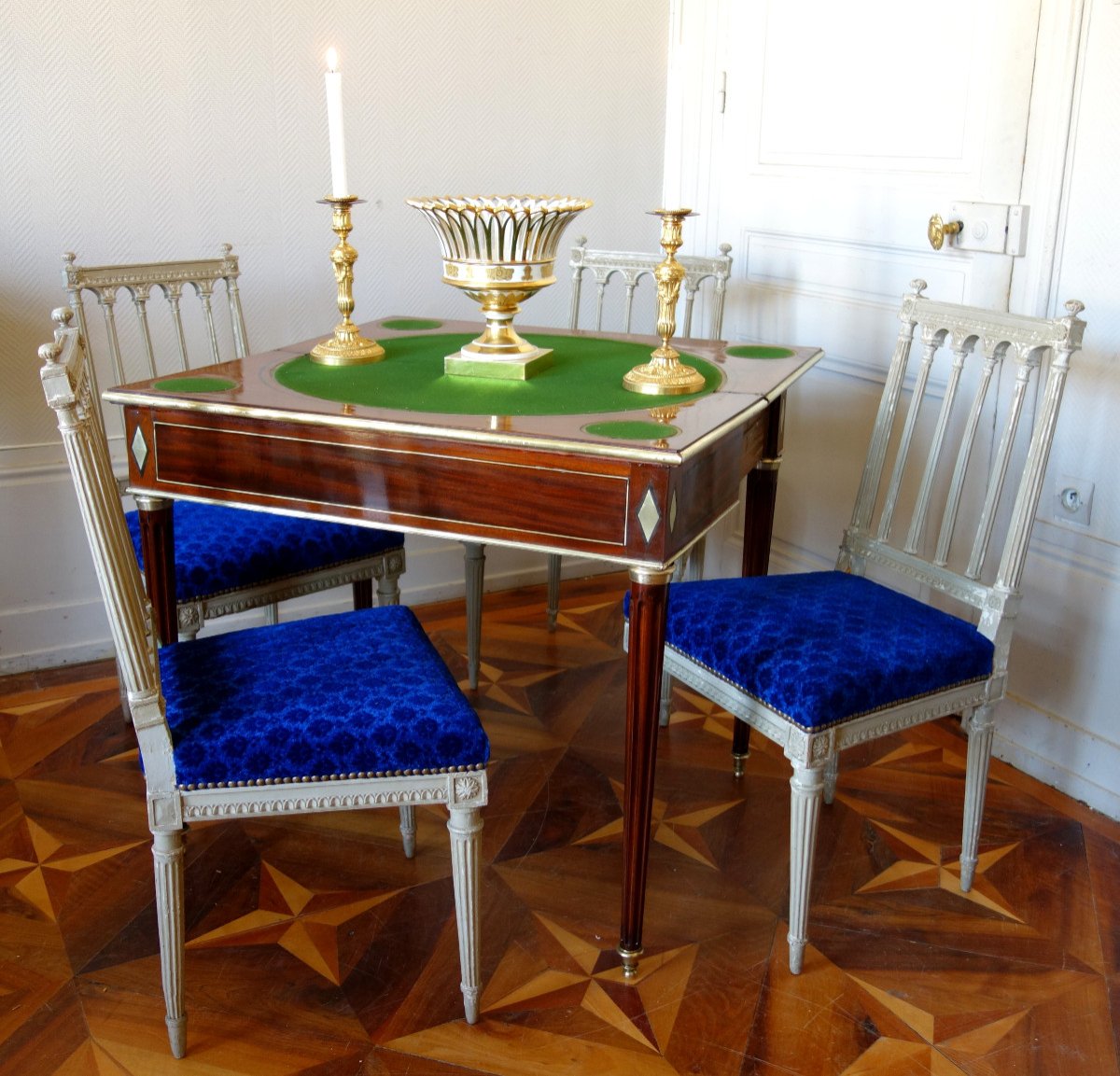 Louis XVI Directoire Game Table In Mahogany, Ebony And Brass, Late Eighteenth Century Period-photo-6